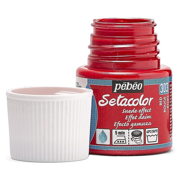 Краска для темных и светлых тканей с эффектом замши Pebeo Setacolor (красная), 45 мл — картинка 2