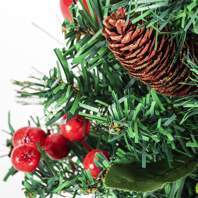 Ель искусственная декоративная 30 см, украшения: сосновые иголки, шишки, ягоды — картинка 2