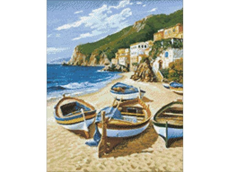 Алмазная вышивка «Рыбацкие лодки» — картинка 2