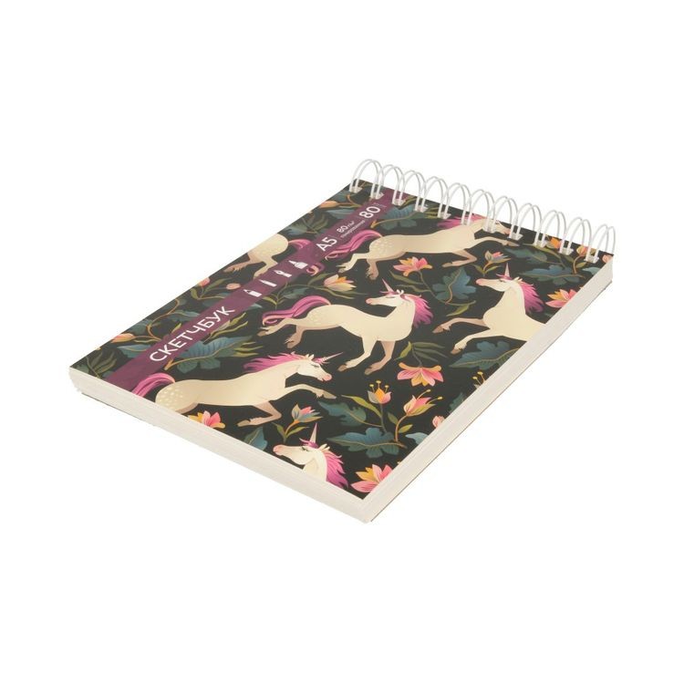 Скетчпад «Единороги», мягкая обложка, жесткая подложка, бумага тонированная, 80 г/м2, А5, на гребне, 80 л., Аква-колор — картинка 3