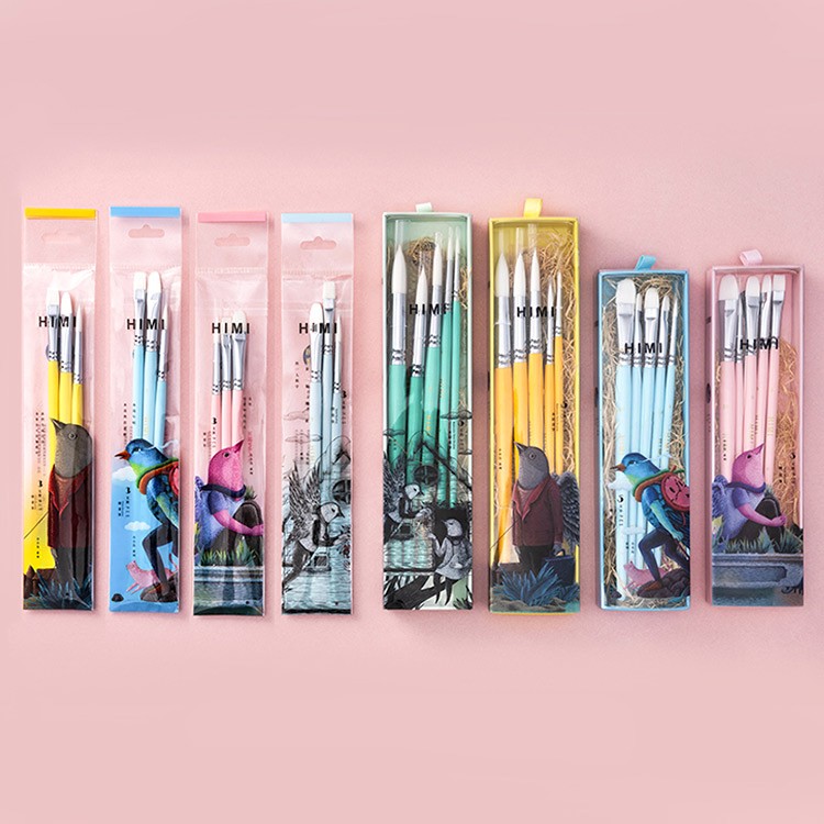 Набор художественных кистей HIMI зеленый 3 шт. — картинка 4