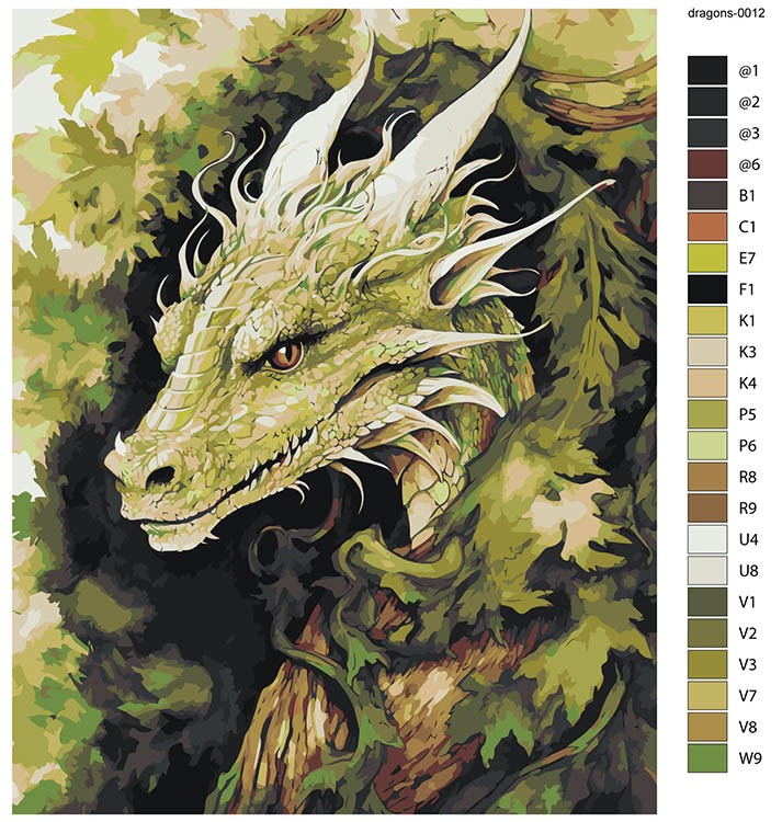 Картина по номерам «Зеленый древесный дракон в акварельном стиле» — картинка 2