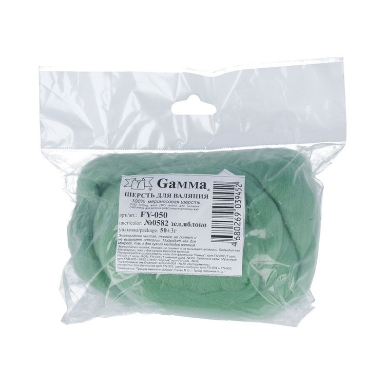 Шерсть для валяния Gamma FY-050 (зел.яблоко), 50 г — картинка 2