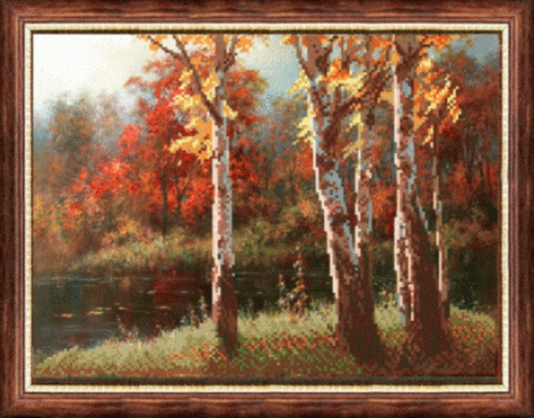 Рисунок на ткани «Осень в лесу»