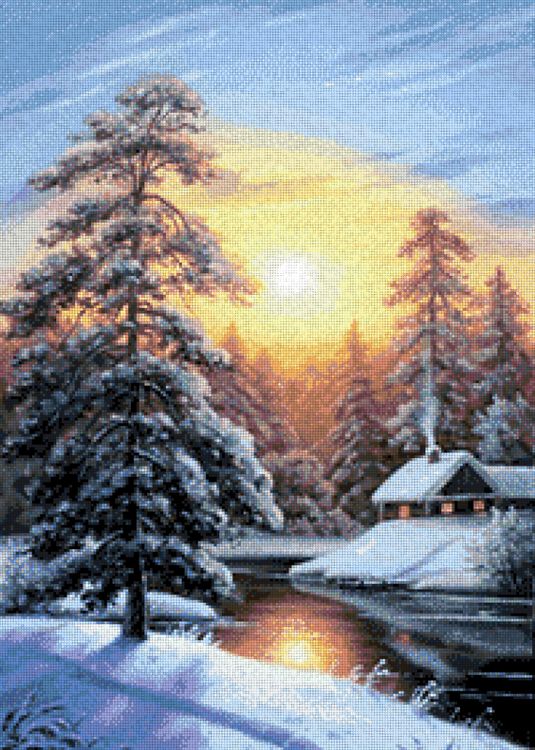Алмазная вышивка «Зимний рассвет» — картинка 3