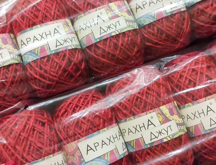 Пряжа Arachna Jute (015), красный, 5 шт. по 100 г — картинка 2