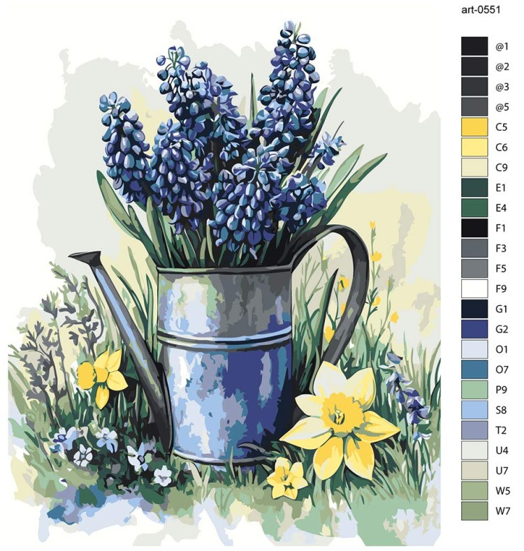 Картина по номерам «Цветы: нарциссы и мускари, весна» — картинка 2