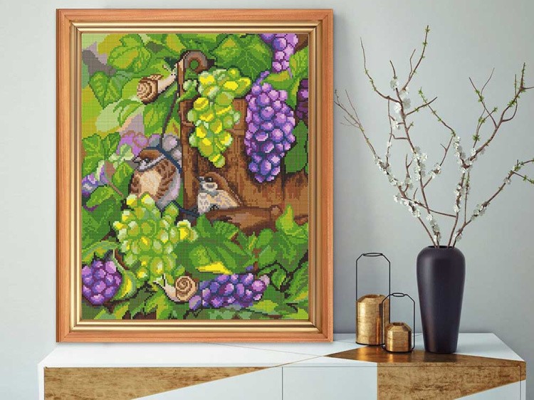 Алмазная вышивка «Воробьи в винограде» — картинка 3