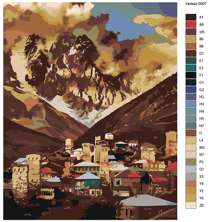 Картина по номерам «Кавказ, Грузия: село Ушгули, гора Шхара» — картинка 2