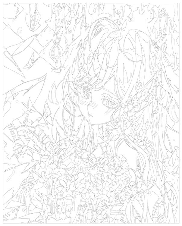 Картина по номерам «Аниме: Девушка с бабочками и цветами» — картинка 3