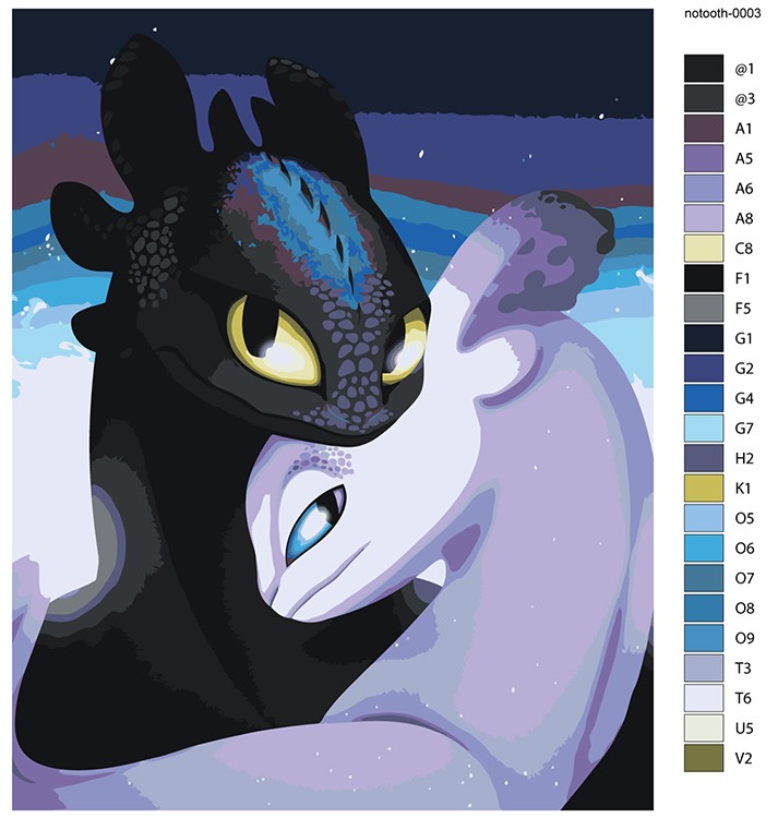 Картина по номерам «Как приручить дракона: Беззубик и Фурия» — картинка 2