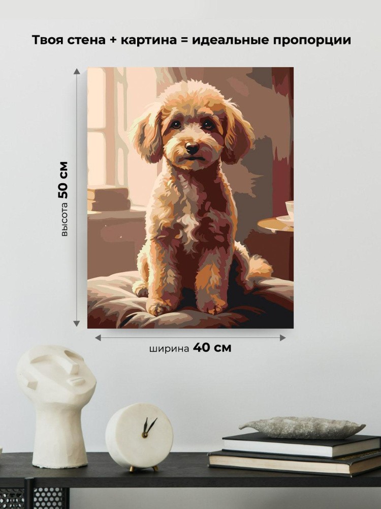 Картина по номерам Собака милый той пудель в комнате — картинка 3