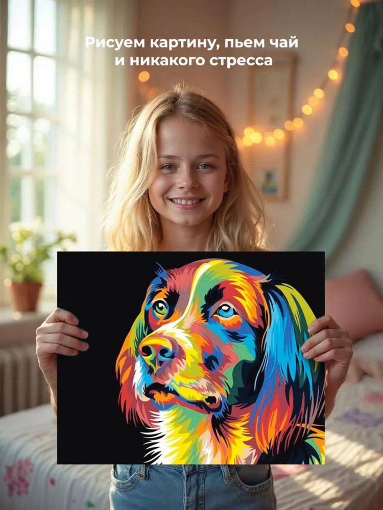 Картина по номерам «Радужный пес» — картинка 7