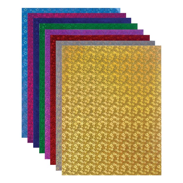 Цветная бумага А4, голографическая «Цветы», 8 листов, 8 цветов, ОСТРОВ СОКРОВИЩ — картинка 2