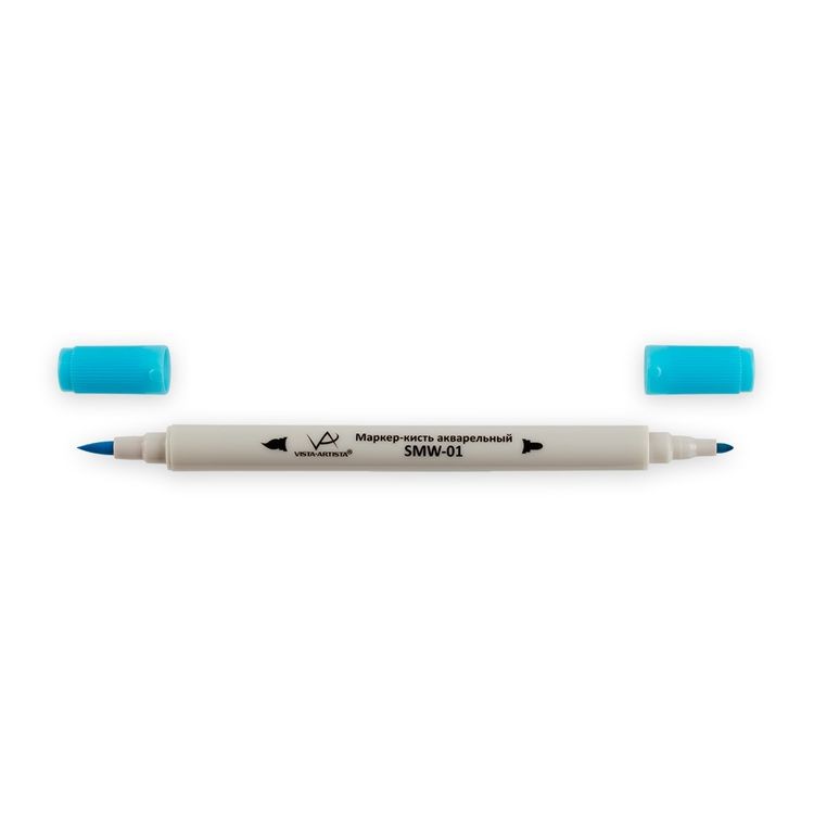 Акварельный маркер-кисть, 0.8 мм - 2 мм, кисть/круглое тонкое, светло-голубая бирюза (Baby Blue), VISTA-ARTISTA