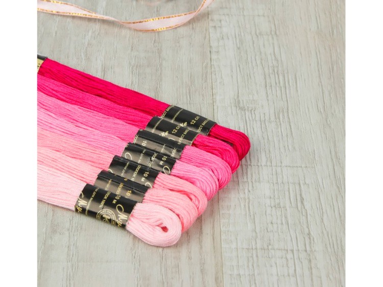 Набор ниток мулине «Цветик-семицветик» № 4, цвет: розовый лепесток, 10 м, 7 шт. — картинка 2