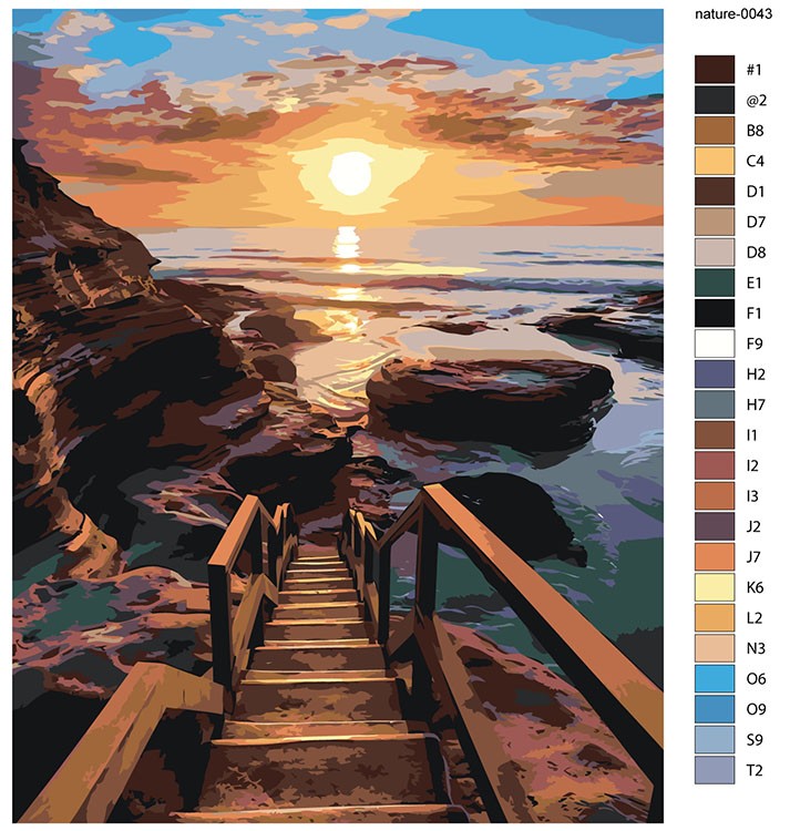 Картина по номерам «Природа: Пейзаж с лестницей к морю» — картинка 2