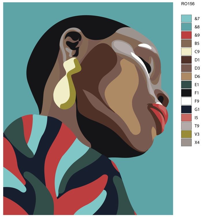 Картина по номерам «Чернокожая девушка с сережкой» — картинка 2