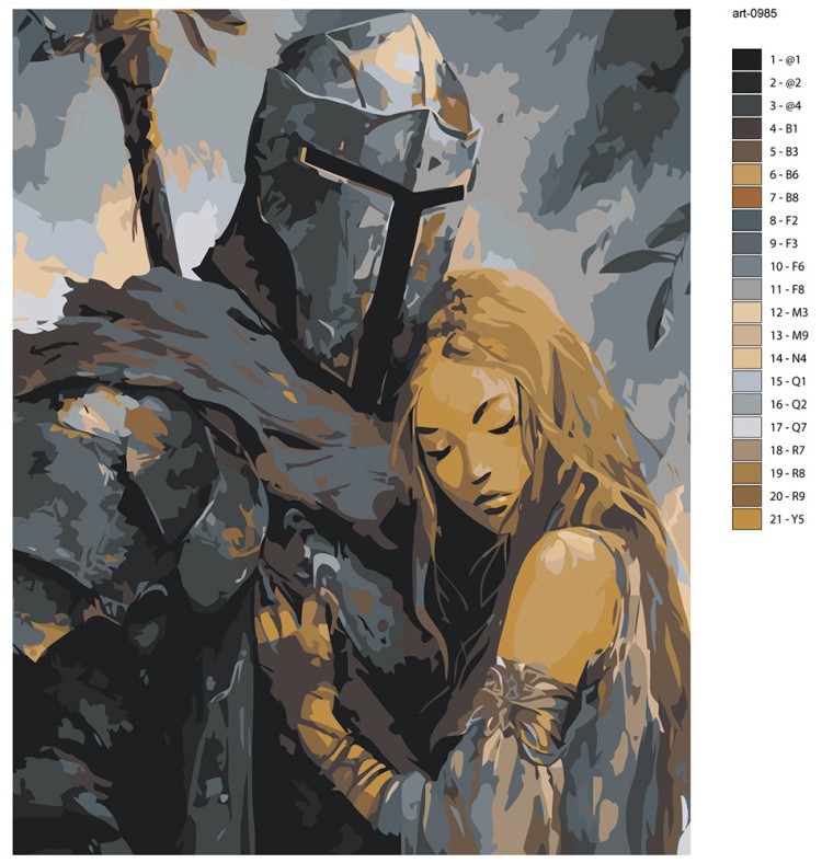 Картина по номерам Рыцарь в доспехах и девушка — картинка 2