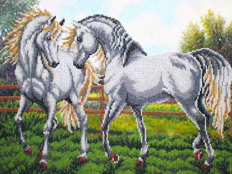 Набор вышивки бисером «Пара белых лошадей»