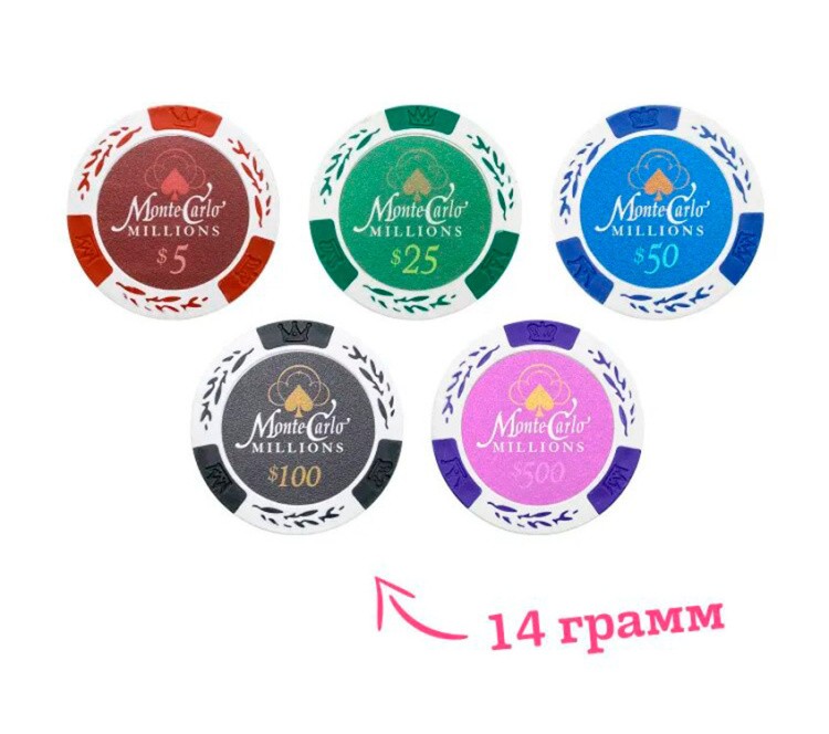 Покерный набор Monte Carlo, 300 фишек с номиналом в чемодане — картинка 6