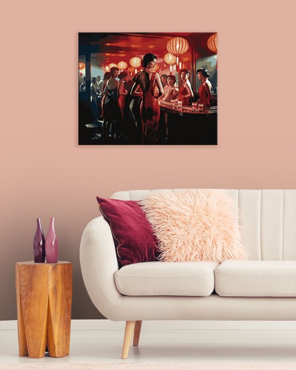 Картина по номерам «Эффектная азиатская девушка в красном» — картинка 3