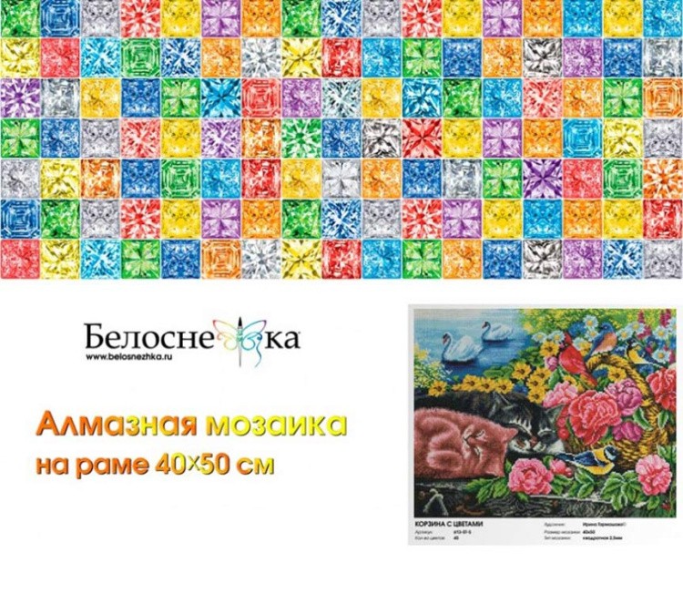 Алмазная вышивка «Корзина с цветами» — картинка 4