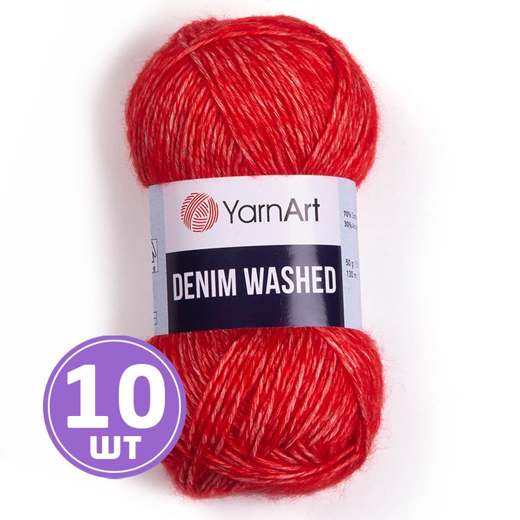 Пряжа YarnArt Denim Washed2 (Деним вошд 2) (919), меланж красный апельсин, 10 шт. по 50 г