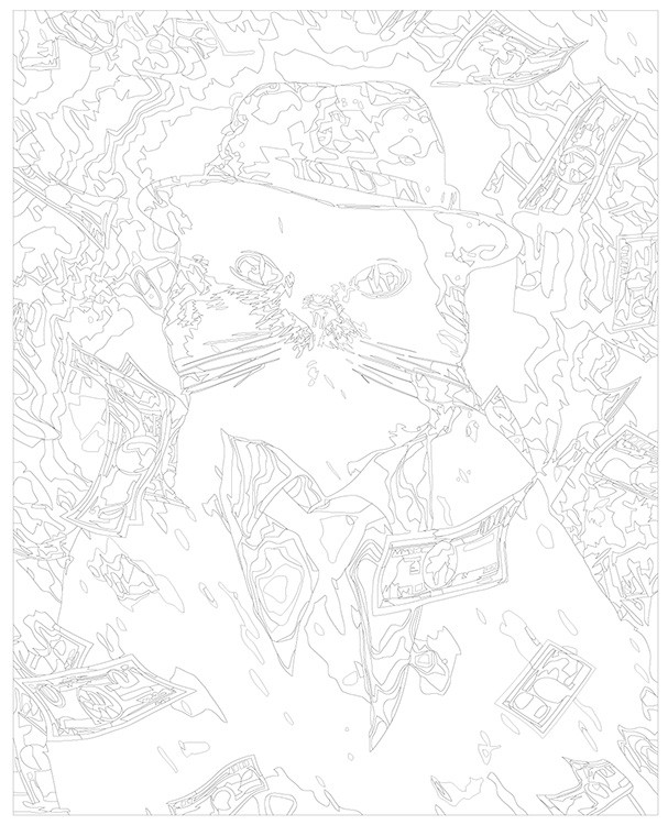 Картина по номерам «Черный кот-гангстер с деньгами» — картинка 3