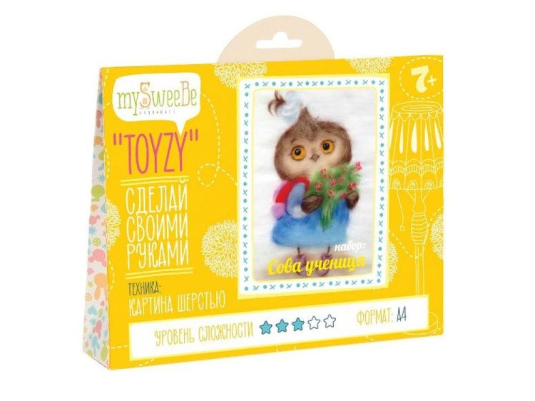 Картина шерстью «Сова ученица» — картинка 2