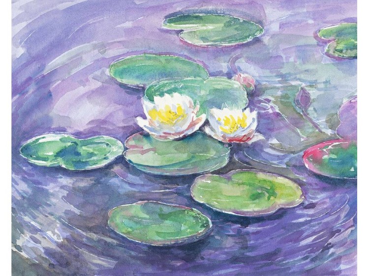 Картина акварелью по контурам «Моне» — картинка 4