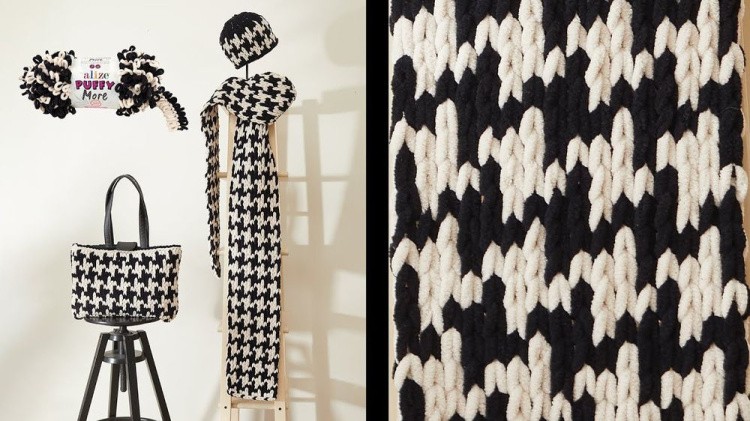 Пряжа ALIZE Puffy More (6270), черный-молочный, 5 шт. по 150 г — картинка 3