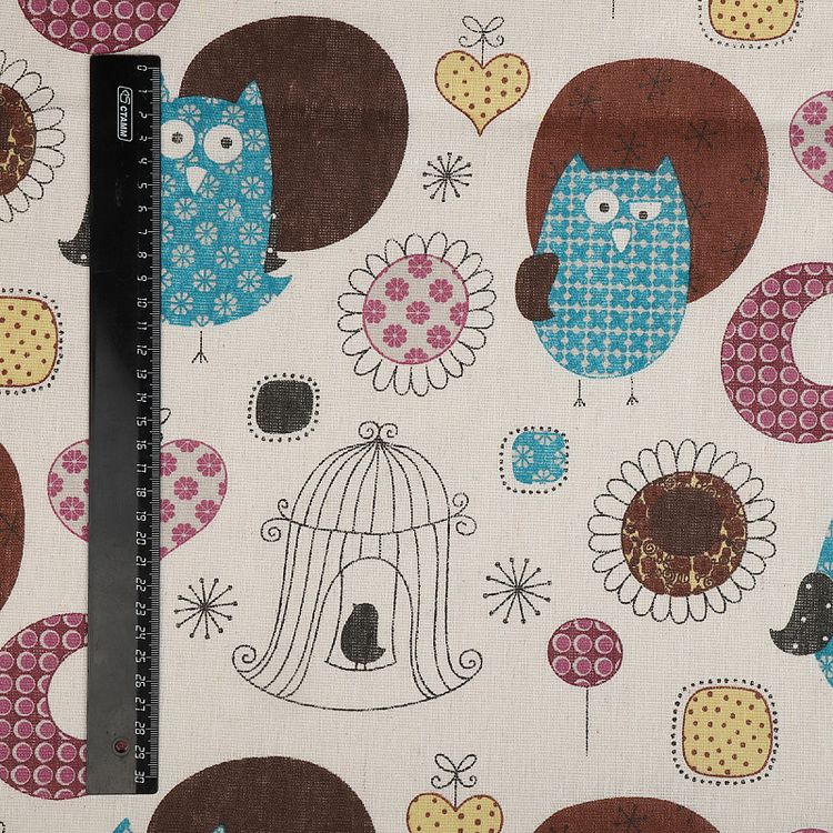 Ткань лен, 140 г/м², 30% лен, 70% хлопок, 3 м, ширина 150 см, цвет: белый, принт, TBY — картинка 6