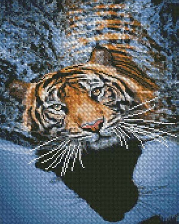 Алмазная вышивка «Тигр в воде»