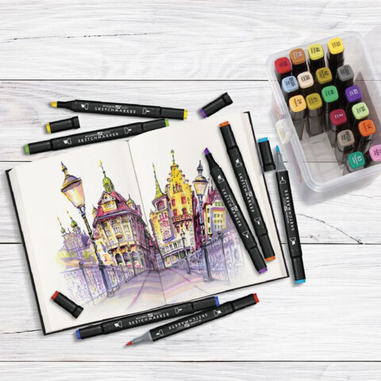 Маркеры для скетчинга двусторонние BRAUBERG ART DEBUT BLACK, цвет: базовые цвета — картинка 12