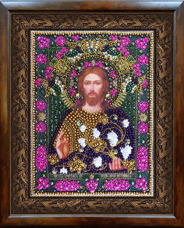 Набор для вышивания хрустальными камнями «Спас Лоза истинная» маленькая (акриловый жемчуг) — картинка 2