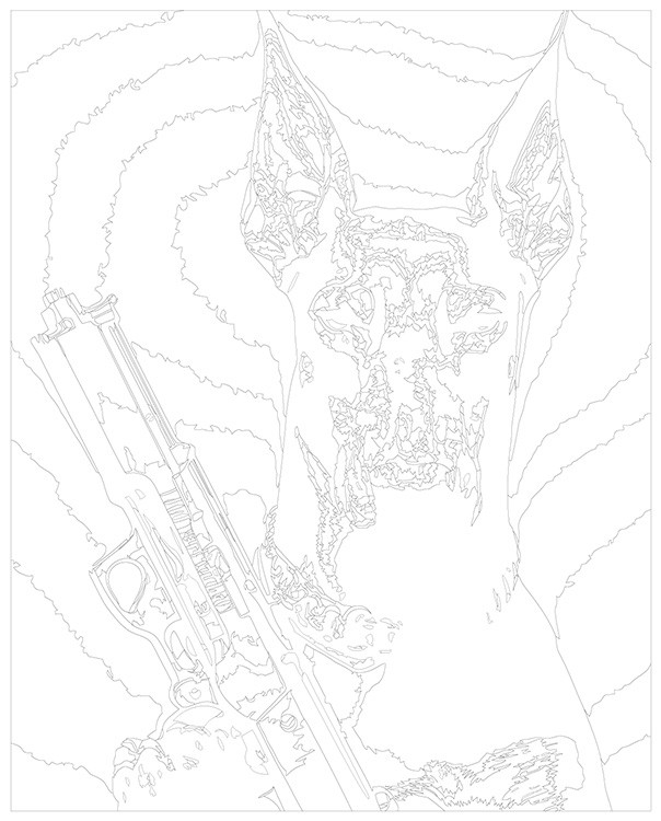 Картина по номерам «Черная собака доберман с пистолетом» — картинка 3