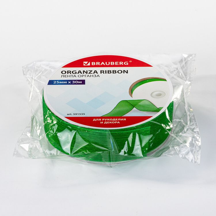 Лента органза, ширина 25 мм, длина 30 м, зеленая, Brauberg — картинка 4
