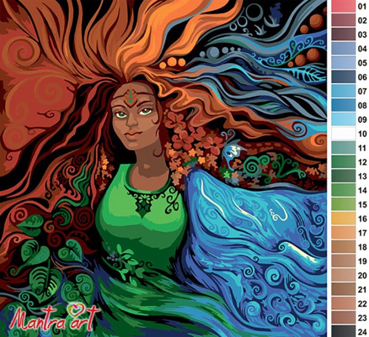 Картина по номерам «Женская энергия. 4 стихии» — картинка 2