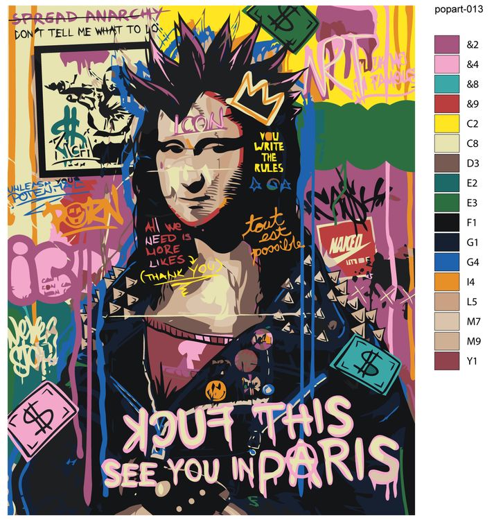 Картина по номерам «Pop Art Поп-арт: Мона Лиза панк» — картинка 3