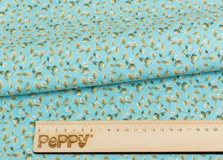 Ткань для пэчворка «ВЕРСАЛЬСКИЕ САДЫ», 50x55 см, 146 г/м2, 100% хлопок, цвет: ВС-11 голубой, принт, Peppy — картинка 2