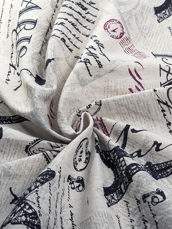 Ткань льняная, 1 м x 150 см, 140 г/м², цвет: бежевый, принт, TBY — картинка 3