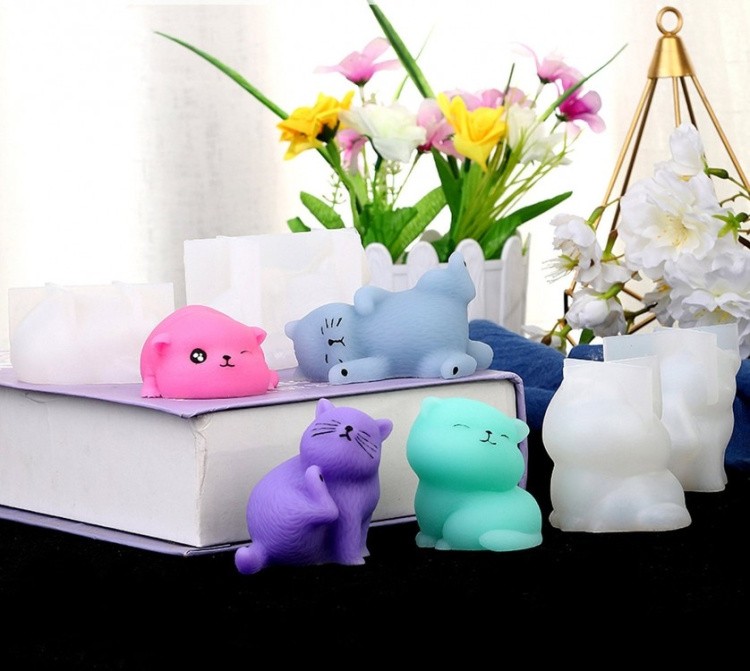Силиконовый молд - 3D лежащий котик, 9х5 см — картинка 3