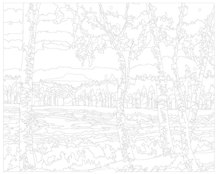 Картина по номерам «Природа: Пейзаж с березами у реки 2» — картинка 3