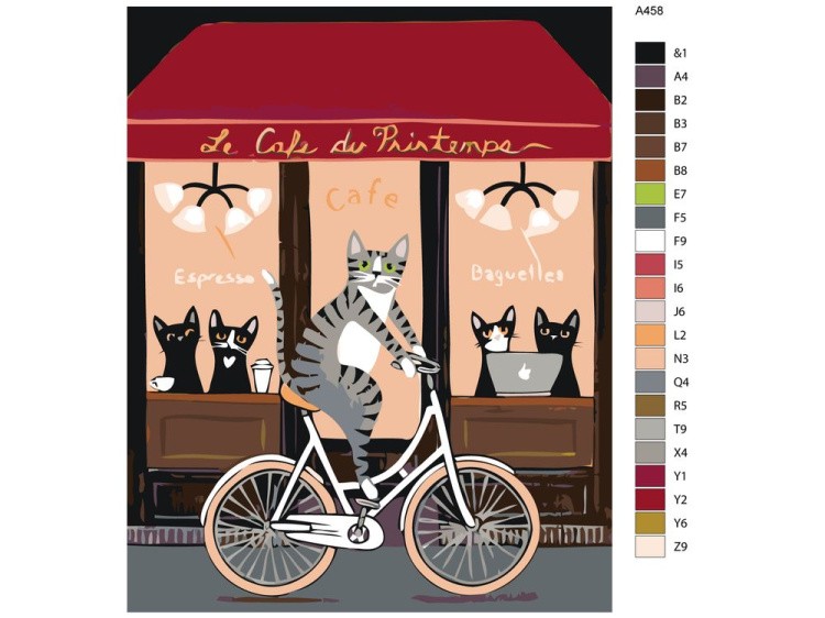 Картина по номерам «Кот-велосипедист» — картинка 2