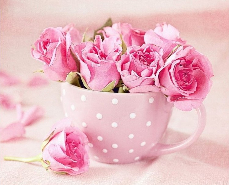 Картина по номерам «Розы в кружке» — картинка 2