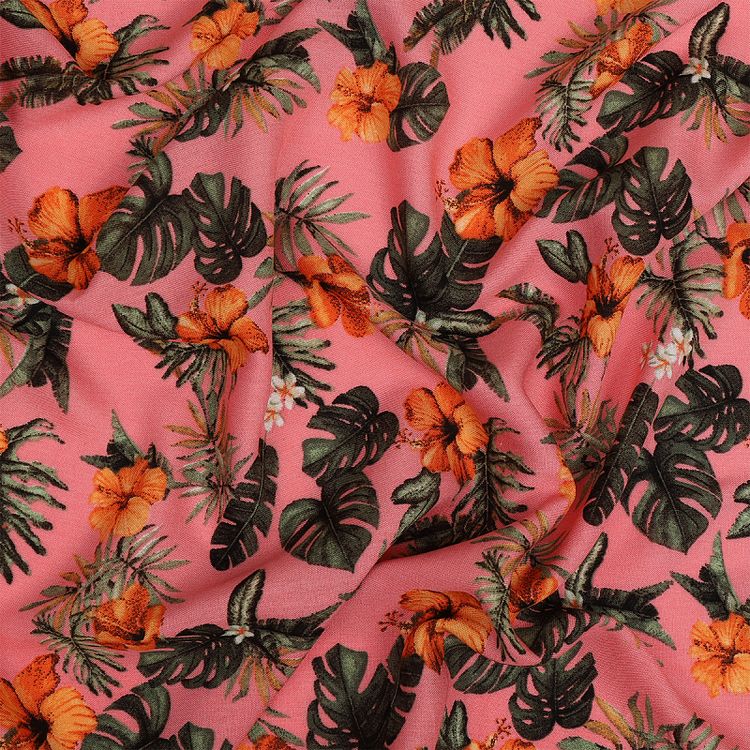 Ткань Штапель с рисунком, 5 м, ширина 145 см, 110 г/м2, цвет: с4 розовый, TBY — картинка 2