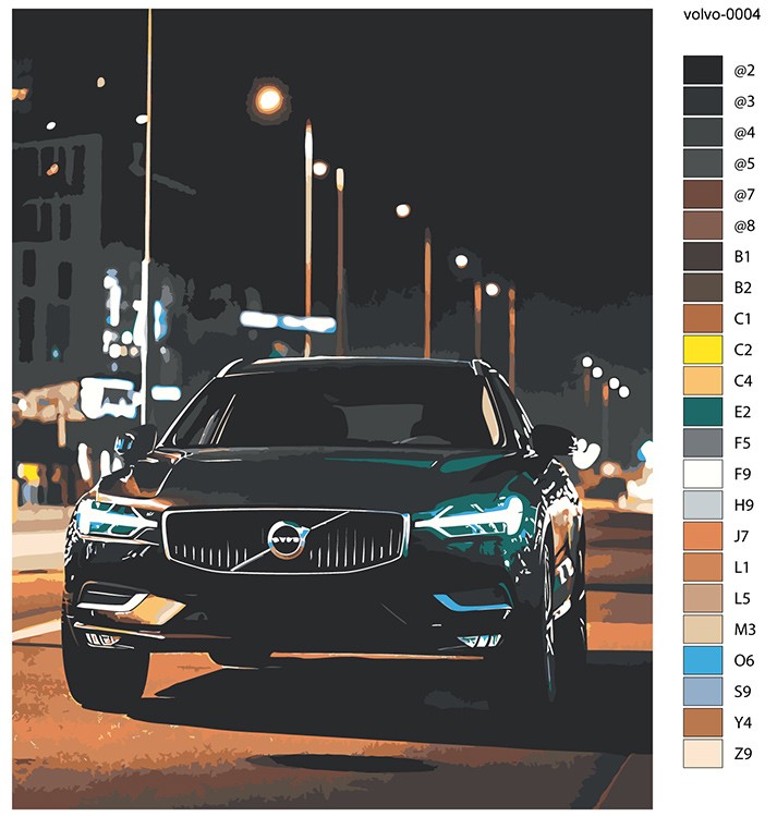 Картина по номерам «Машина Вольво в городе, ночь 40x50» — картинка 2
