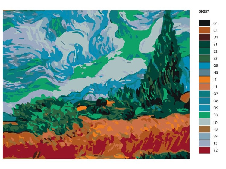 Картина по номерам «Поле с кипарисами» — картинка 2