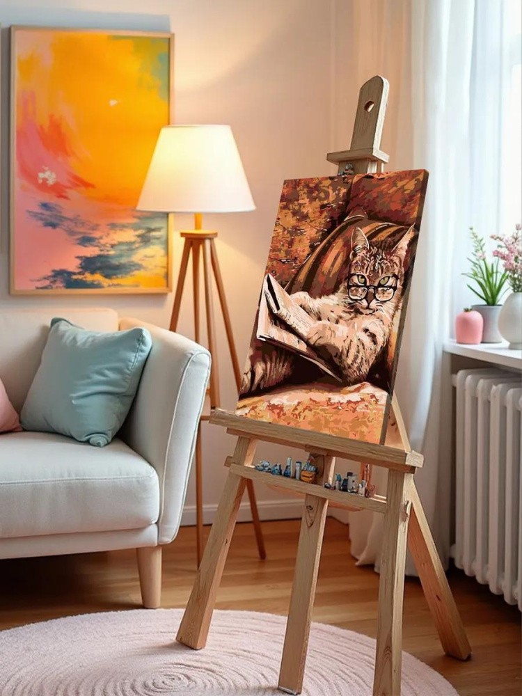 Картина по номерам «Кот с книгой» — картинка 10